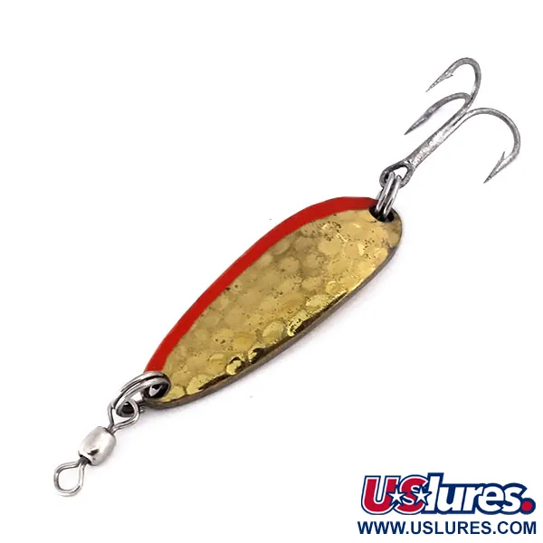 Luhr Jensen Krocodile, młotkowany mosiądz/pomarańczowe, 9 g błystka wahadłowa #10184