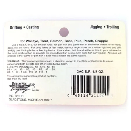 Bay de Noc Swedish Pimple 3, miedź, 6 g błystka wahadłowa #20192