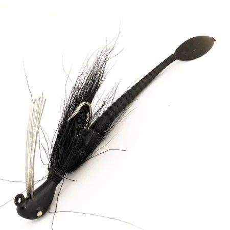 Cotton Cordell Banana Head Tattle-Tail Jig + Tattle-Tail Worm (starodawna, z lat 1970-tych), czarny, 14 g #11260