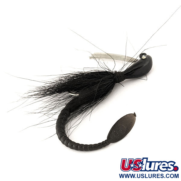 Cotton Cordell Banana Head Tattle-Tail Jig + Tattle-Tail Worm (starodawna, z lat 1970-tych), czarny, 14 g  #11260