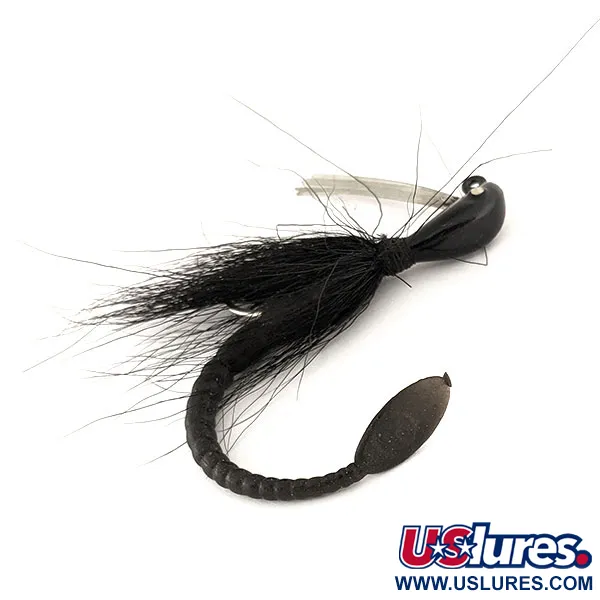 Cotton Cordell Banana Head Tattle-Tail Jig + Tattle-Tail Worm (starodawna, z lat 1970-tych), czarny, 14 g #11260
