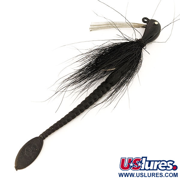 Cotton Cordell Banana Head Tattle-Tail Jig + Tattle-Tail Worm (starodawna, z lat 1970-tych), czarny, 14 g  #11260