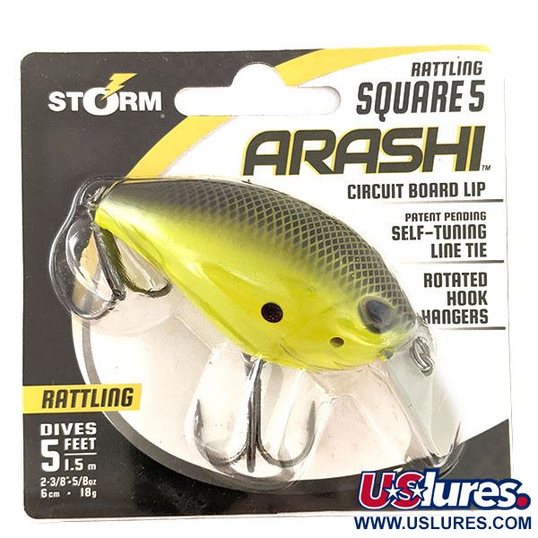  Storm Arashi Rattling Square 5, Czarny Chartreuse Shad, 18 g wobler #11335