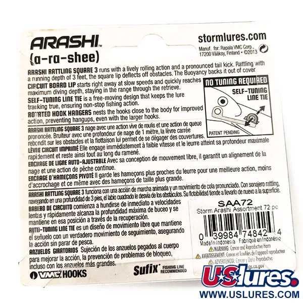 Storm Arashi Rattling Square 3 UV (świeci w ultrafiolecie), Papuga, 14 g wobler #11414