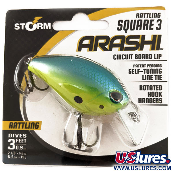 Storm Arashi Rattling Square 3 UV (świeci w ultrafiolecie), Papuga, 14 g wobler #11664