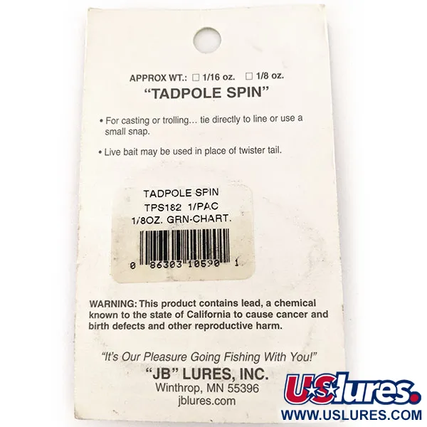 JB lures Tadpole spin UV (świeci w ultrafiolecie), Chartreuse, 4 g błystka obrotowa #11453