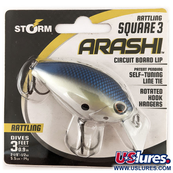  Storm Arashi Rattling Square 3, Niebieski Srebrny Shad, 14 g wobler #11708