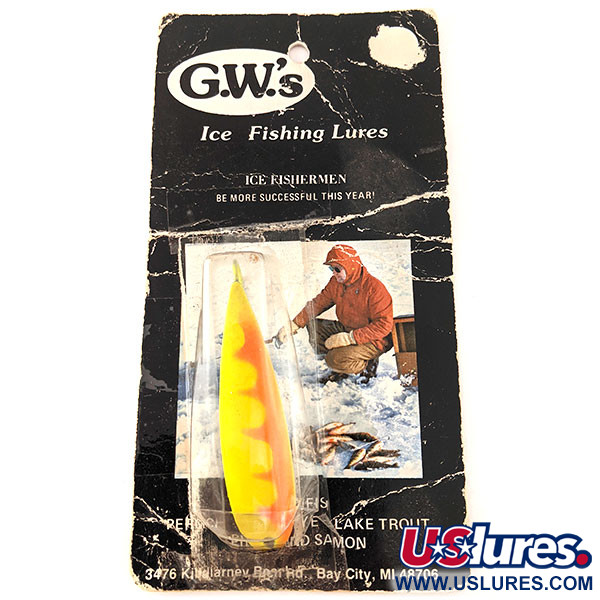 Other G.W's ice fishing Lures, Chartreuse/pomarańczowy, 17 g błystka wahadłowa #12104