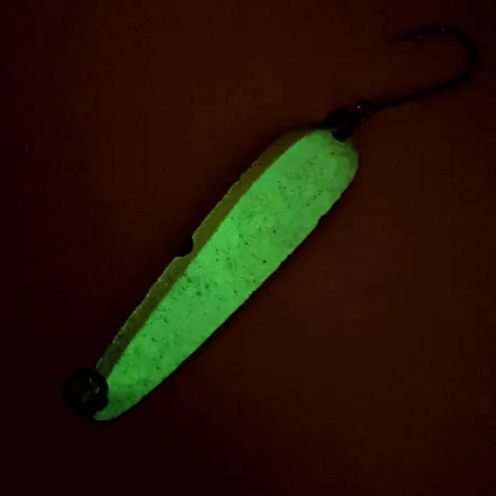 Luhr Jensen Flutter Spoon (świeci w ciemności), nikiel/biały/żółty Glow - świeci w ciemności, 4 g błystka wahadłowa #12142