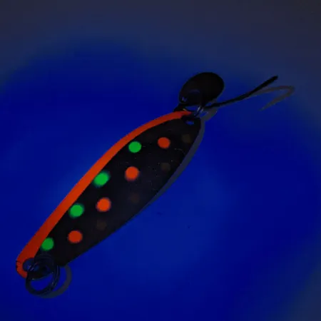 Luhr Jensen Needlefish 2 UV (świeci w ultrafiolecie), Chrom/Pstrąg tęczowy, 3 g błystka wahadłowa #12323