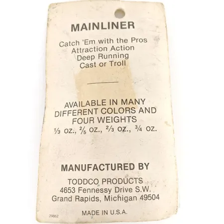 TODDCO Main liner, nikiel/zielony, 11 g błystka wahadłowa #12335