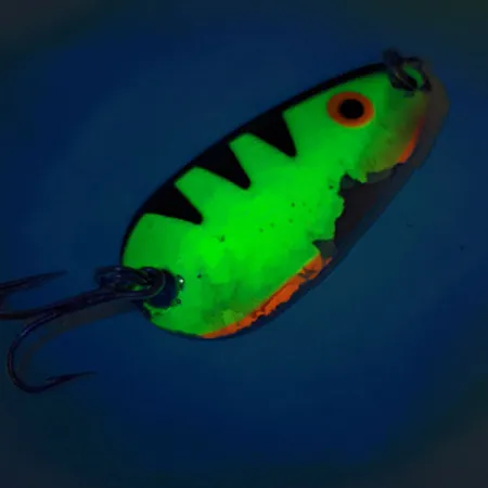Len Thompson #8 UV (świeci w ultrafiolecie), Fire Tiger (Ognisty Tygrys), 7 g błystka wahadłowa #12339
