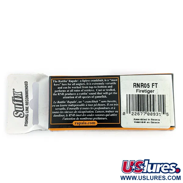  Rapala Rattl'n Rap 05 UV (świeci w ultrafiolecie), Fire Tiger (Ognisty Tygrys), 11 g wobler #17026