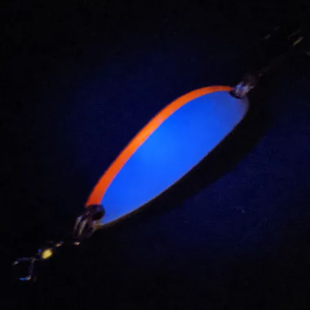 Luhr Jensen Krocodile UV (świeci w ultrafiolecie), biały/czerwony/mosiądz, 9 g błystka wahadłowa #13817