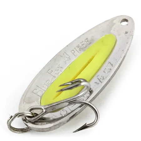 Blue Fox Pixee UV (świeci w ultrafiolecie), młotkowany nikiel/żółty, 14 g błystka wahadłowa #14555