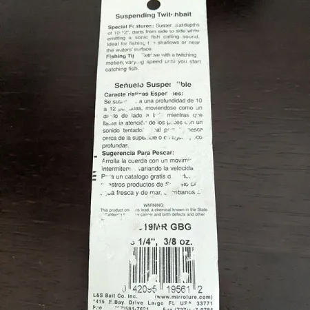 L&S Bait Mirro lure MirrOlure MirrOMinnow 19MR Suspending Twitchbait, złoto, 11 g wobler #16300