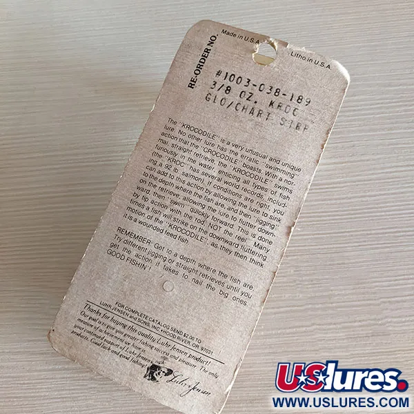 Luhr Jensen ​Krocodile #3 (świeci w ciemności, z lat 1970-tych), Blask/nikiel, 14 g błystka wahadłowa #16496