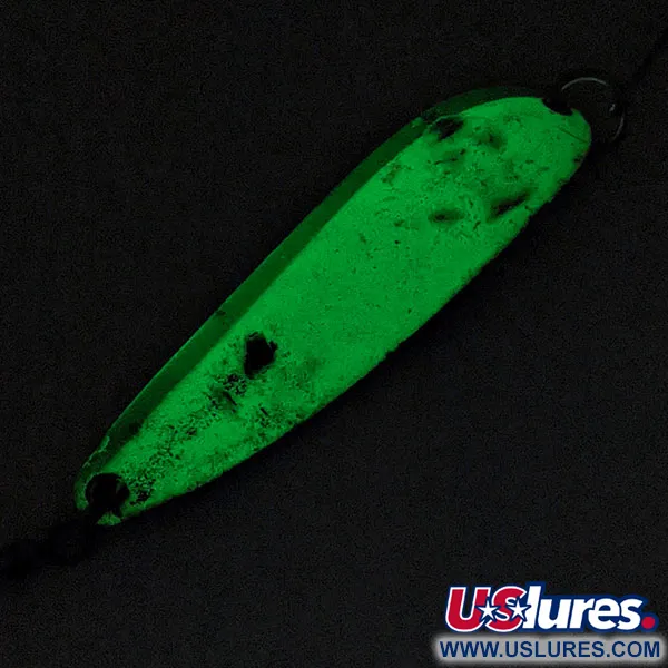  Luhr Jensen Krocodile #7 (świeci w ciemności), Green/White Glow - świeci w ciemności, 74 g błystka wahadłowa #16935