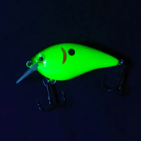 Strike King KVD Silent square bill UV (świeci w ultrafiolecie), Czarny tył/Chartreuse, 12 g wobler #17426