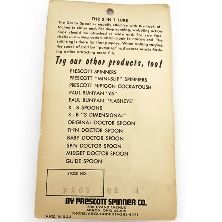 Prescott Spinner The original Doctor Spoon 265, nikiel, 10 g błystka wahadłowa #18889