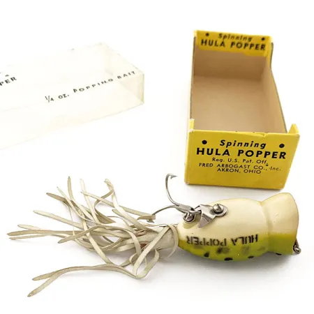 Vintage Fred Arbogast Hula Poppers Leopard Frog  (1960s), Leopard Frog , 7 g wobler #19804