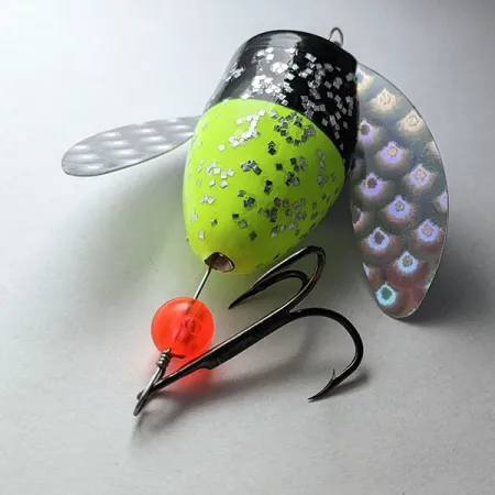Yakima Bait Spin-N-Glo, Mylar Wings  - Glitter  Chartreuse Black, 8 g błystka obrotowa #20787
