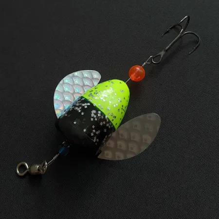 Yakima Bait Spin-N-Glo, Mylar Wings  - Glitter  Chartreuse Black, 8 g błystka obrotowa #20787