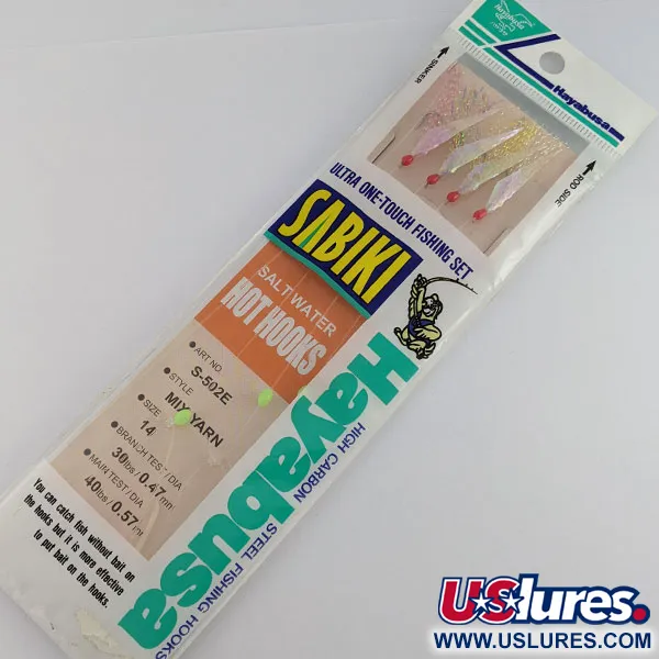 Hayabusa Sabiki S502-E  Saltwater Hot Hooks  (4 Hooks-40lb Main line-30lb Branch Line) #22201