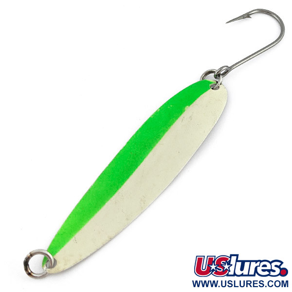  Luhr Jensen Coyote spoon Glow, nikiel/biały/zielony Glow - świeci w ciemności, 11 g błystka wahadłowa #22683