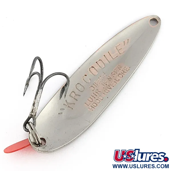 Luhr Jensen Krocodile #4, nikiel/zielony, 17 g błystka wahadłowa #23161