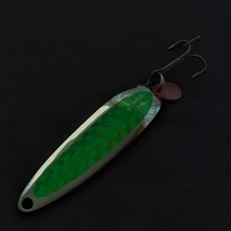 Luhr Jensen Krocodile #4, nikiel/zielony, 17 g błystka wahadłowa #23161