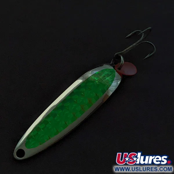 Luhr Jensen Krocodile #4, nikiel/zielony, 17 g błystka wahadłowa #23161