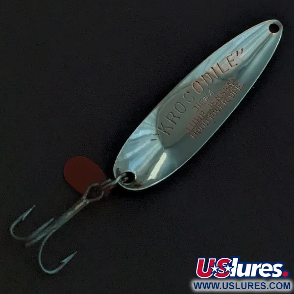 Luhr Jensen Krocodile #4, nikiel/zielony, 17 g błystka wahadłowa #23161