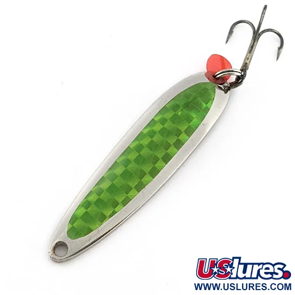 Luhr Jensen Krocodile #4, nikiel/zielony, 17 g błystka wahadłowa #23161