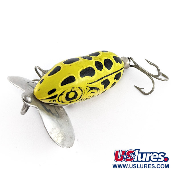 Fred Arbogast Jitterbug yellow (greenish) leopard frog