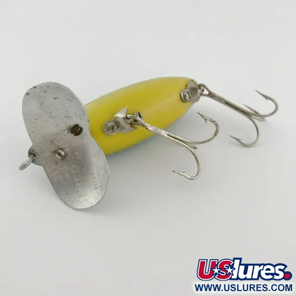  Fred Arbogast Jitterbug Early Bug Eye​ (1960s), Green tiger, 14 g wobler #23902