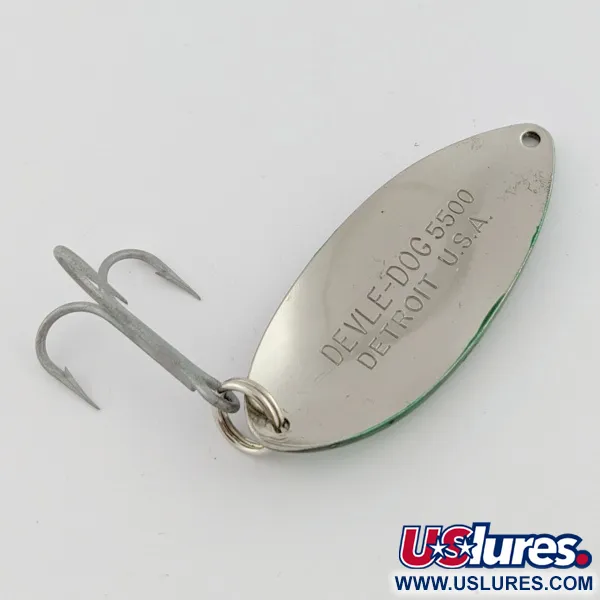 Eppinger Dardevle Devle Dog Detroit (1980 s), nikiel/zielony, 21 g błystka wahadłowa #24199