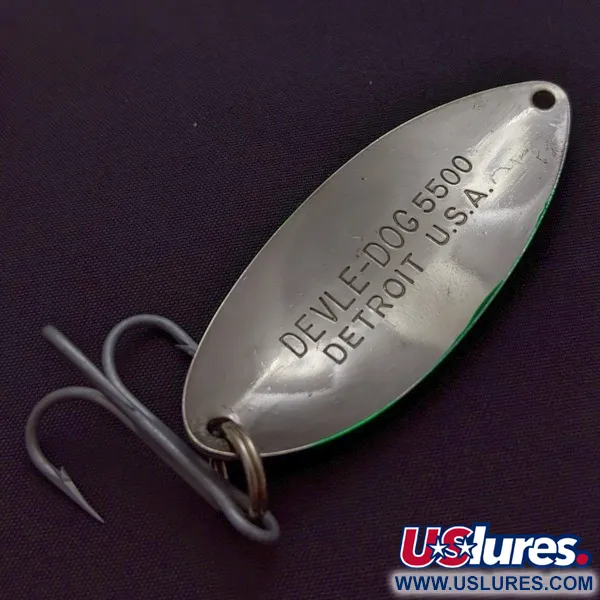 Eppinger Dardevle Devle Dog Detroit (1980 s), nikiel/zielony, 21 g błystka wahadłowa #24199