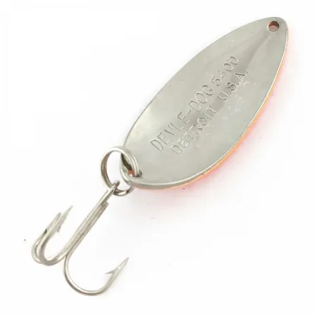 Eppinger Dardevle Devle Dog 5400 Detroit (1980 s), nikiel/pomarańczowy UV, 14 g błystka wahadłowa #24200