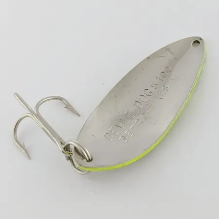 Eppinger Dardevle Devle Dog 5400 Detroit (1980 s), nikiel/pomarańczowy UV, 14 g błystka wahadłowa #24220