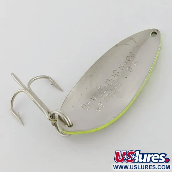 Eppinger Dardevle Devle Dog 5400 Detroit (1980 s), nikiel/pomarańczowy UV, 14 g błystka wahadłowa #24220