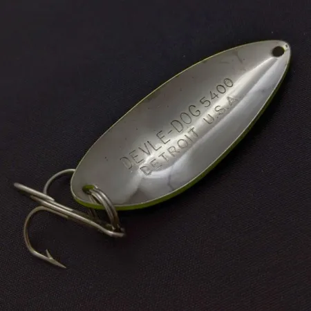 Eppinger Dardevle Devle Dog 5400 Detroit (1980 s), nikiel/pomarańczowy UV, 14 g błystka wahadłowa #24220