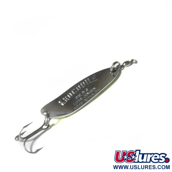 Luhr Jensen Krocodile DIE #3, żółty/zielony/czarny, 10 g błystka wahadłowa #0485