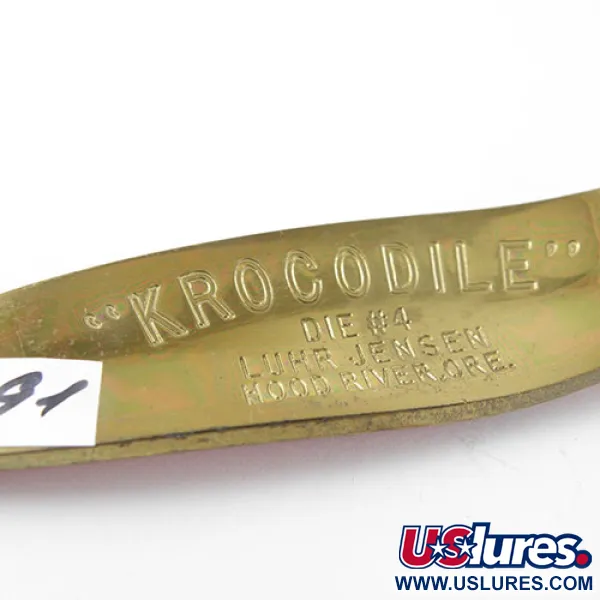 Luhr Jensen Krocodile DIE #4, młotkowany mosiądz/pomarańczowe, 17 g błystka wahadłowa #1191