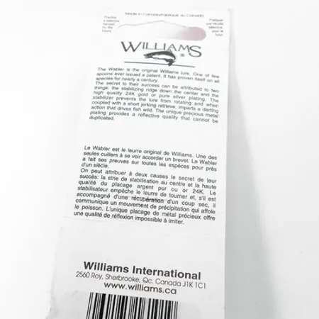 Williams Wabler W60, srebrny/brązowy (prawdziwe srebrzenie), 21 g błystka wahadłowa #1804