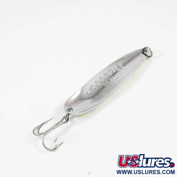 Luhr Jensen Krocodile DIE #4, żółty/zielony/nikiel, 14 g błystka wahadłowa #1983