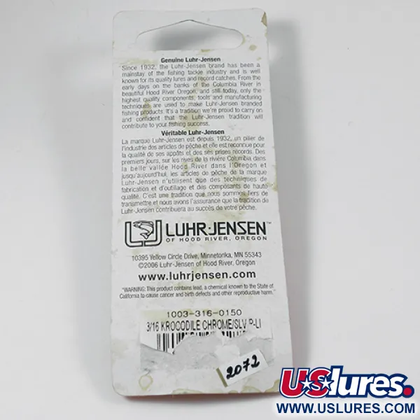 Luhr Jensen Krocodile 2072, nikiel, 9 g błystka wahadłowa #2072