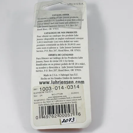 Luhr Jensen Krocodile DIE #3, pstrąg tęczowy/nikiel, 10 g błystka wahadłowa #2073