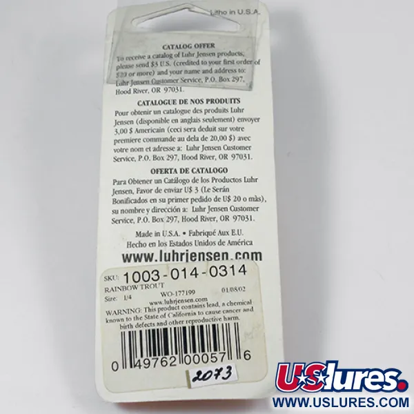 Luhr Jensen Krocodile DIE #3, pstrąg tęczowy/nikiel, 10 g błystka wahadłowa #2073