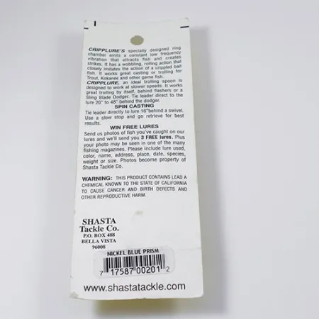 Shasta Cripplure, nikiel/niebieski, 7 g błystka wahadłowa #2103